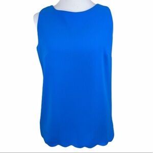 J Crew Sleeveless Scalloped Edge Blue Blouse XXS